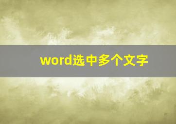 word选中多个文字