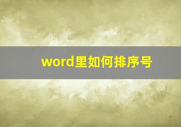 word里如何排序号