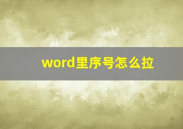 word里序号怎么拉