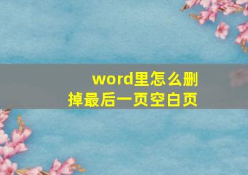 word里怎么删掉最后一页空白页