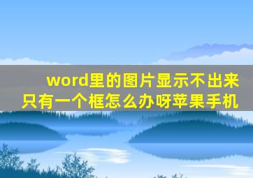 word里的图片显示不出来只有一个框怎么办呀苹果手机