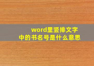 word里竖排文字中的书名号是什么意思