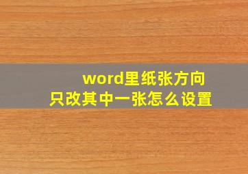 word里纸张方向只改其中一张怎么设置