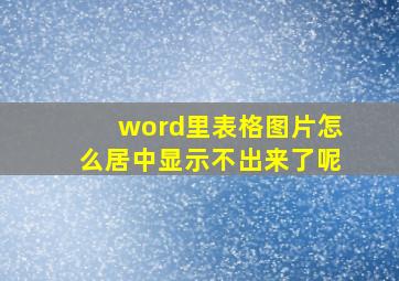 word里表格图片怎么居中显示不出来了呢