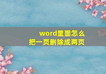 word里面怎么把一页删除成两页