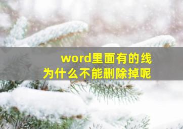 word里面有的线为什么不能删除掉呢