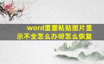 word里面粘贴图片显示不全怎么办呀怎么恢复