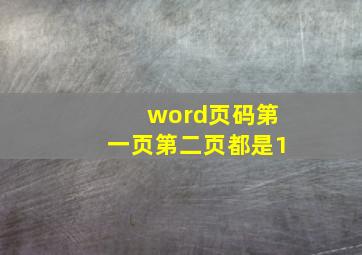 word页码第一页第二页都是1