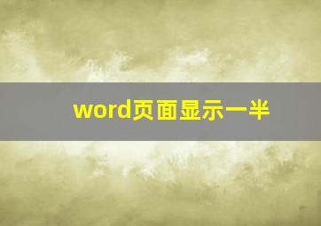 word页面显示一半