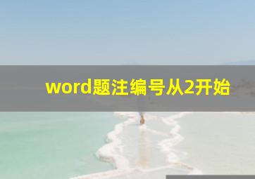 word题注编号从2开始