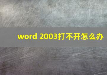 word 2003打不开怎么办