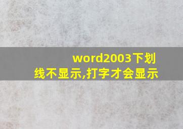 word2003下划线不显示,打字才会显示