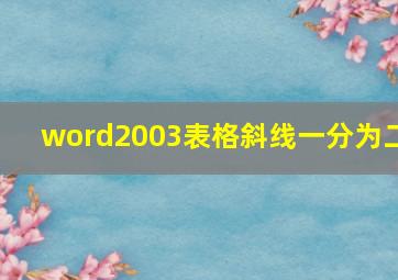 word2003表格斜线一分为二