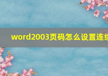 word2003页码怎么设置连续