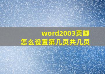 word2003页脚怎么设置第几页共几页