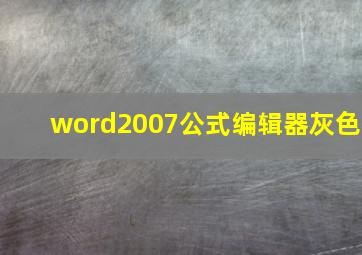 word2007公式编辑器灰色