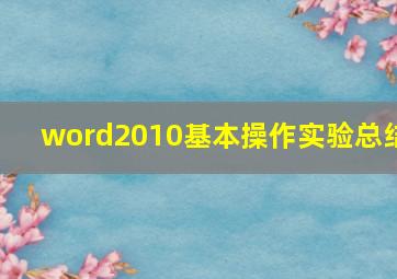 word2010基本操作实验总结