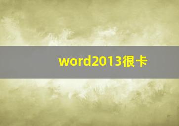 word2013很卡