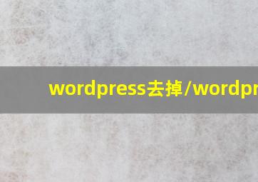 wordpress去掉/wordpress