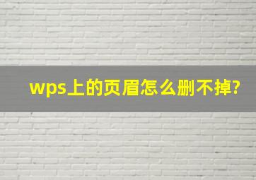 wps上的页眉怎么删不掉?