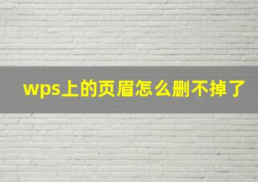 wps上的页眉怎么删不掉了