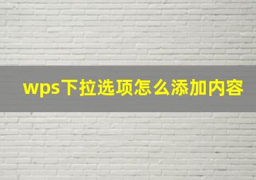 wps下拉选项怎么添加内容