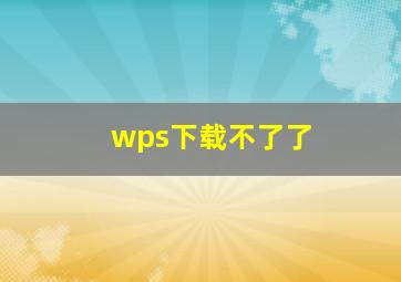 wps下载不了了