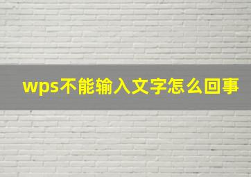 wps不能输入文字怎么回事