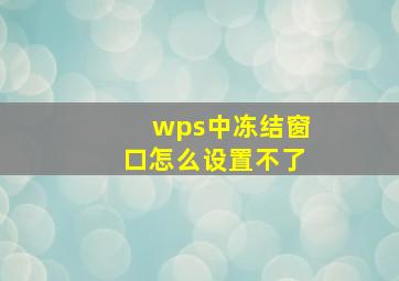 wps中冻结窗口怎么设置不了