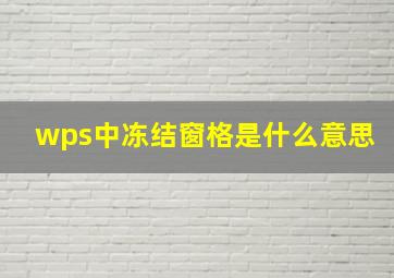 wps中冻结窗格是什么意思