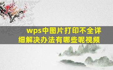 wps中图片打印不全详细解决办法有哪些呢视频