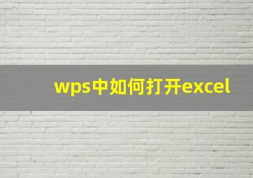 wps中如何打开excel