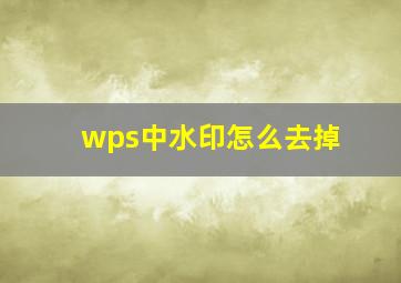 wps中水印怎么去掉