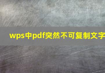 wps中pdf突然不可复制文字