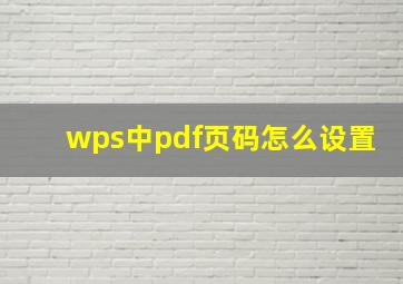 wps中pdf页码怎么设置