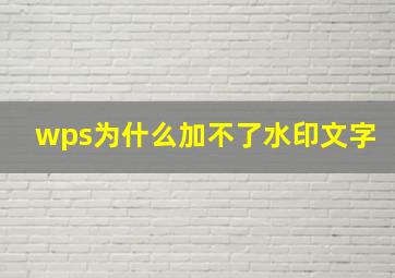 wps为什么加不了水印文字