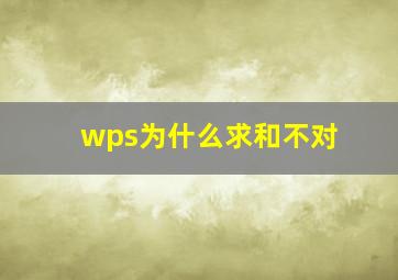 wps为什么求和不对