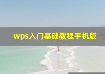 wps入门基础教程手机版