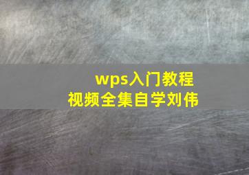 wps入门教程视频全集自学刘伟