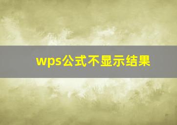 wps公式不显示结果