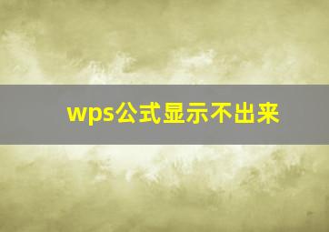 wps公式显示不出来