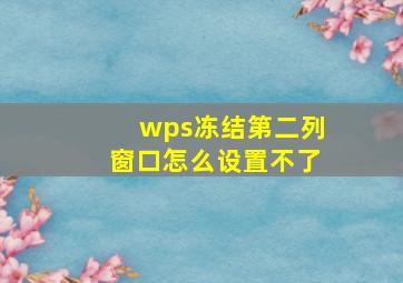 wps冻结第二列窗口怎么设置不了