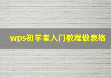 wps初学者入门教程做表格