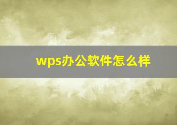 wps办公软件怎么样