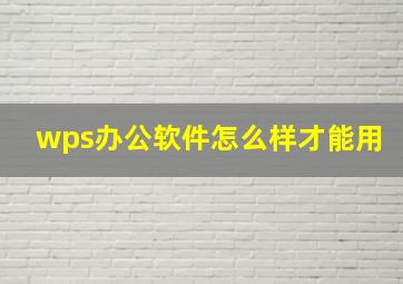 wps办公软件怎么样才能用