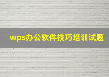 wps办公软件技巧培训试题