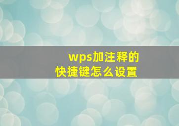 wps加注释的快捷键怎么设置