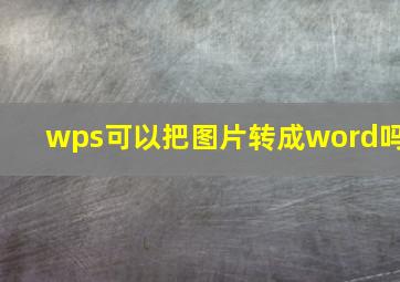 wps可以把图片转成word吗