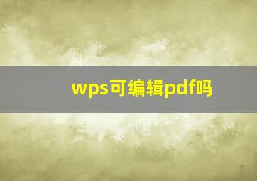 wps可编辑pdf吗