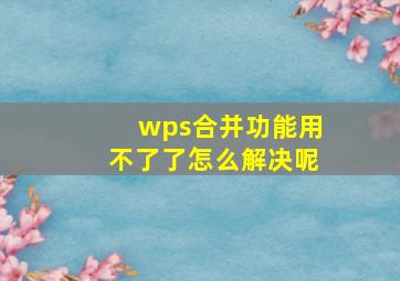 wps合并功能用不了了怎么解决呢